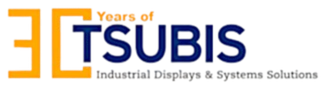 Logo von Tsubis GmbH, das 30 Jahre Unternehmensgeschichte in Industrie Monitoren und PCs feiert.